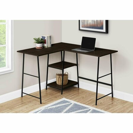 DAPHNES DINNETTE 48 in. Espresso Top & Black Metal Corner Computer Desk DA3596436